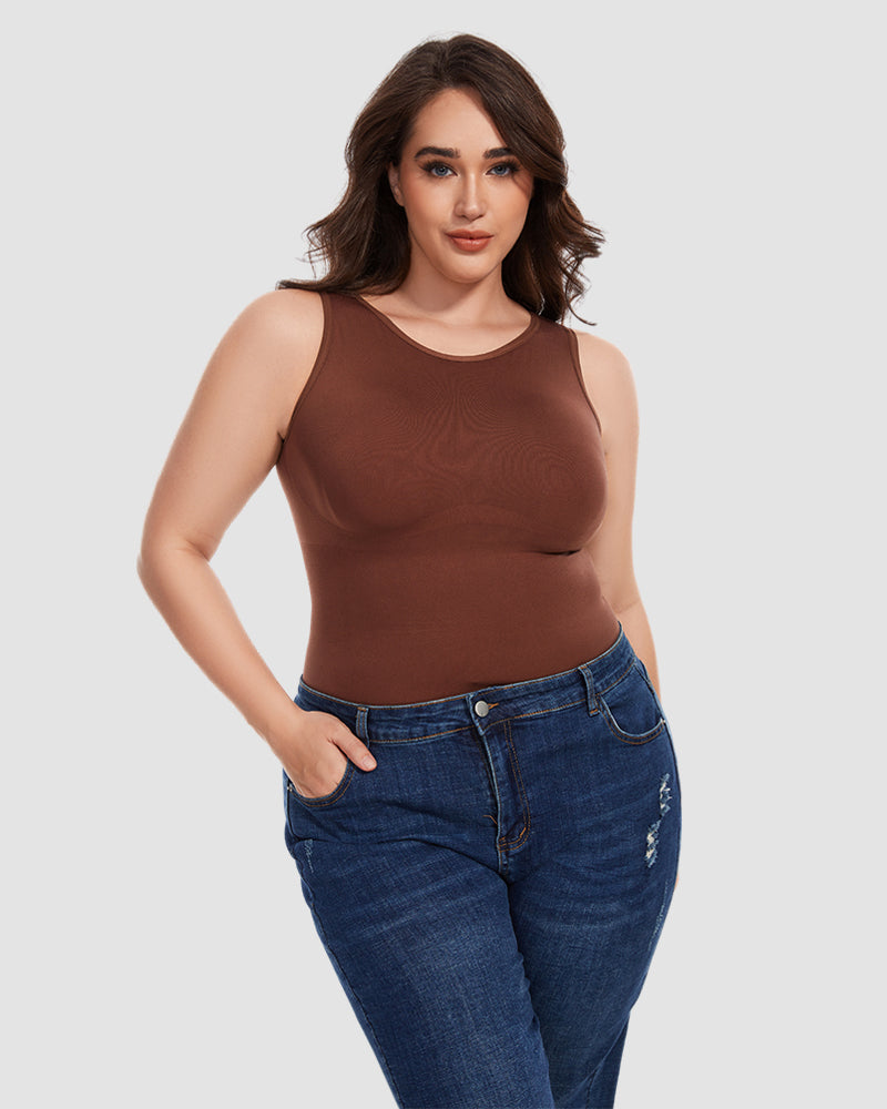Hugmecurve® Crew Neck Sleeveless Sculpting Bodysuit Shapewear