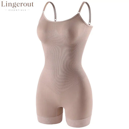 360° Strong Tummy Control Shapewear Bodysuit Spaghetti Strap Butt Lifting Lace Hem Body Shaper - Color / S