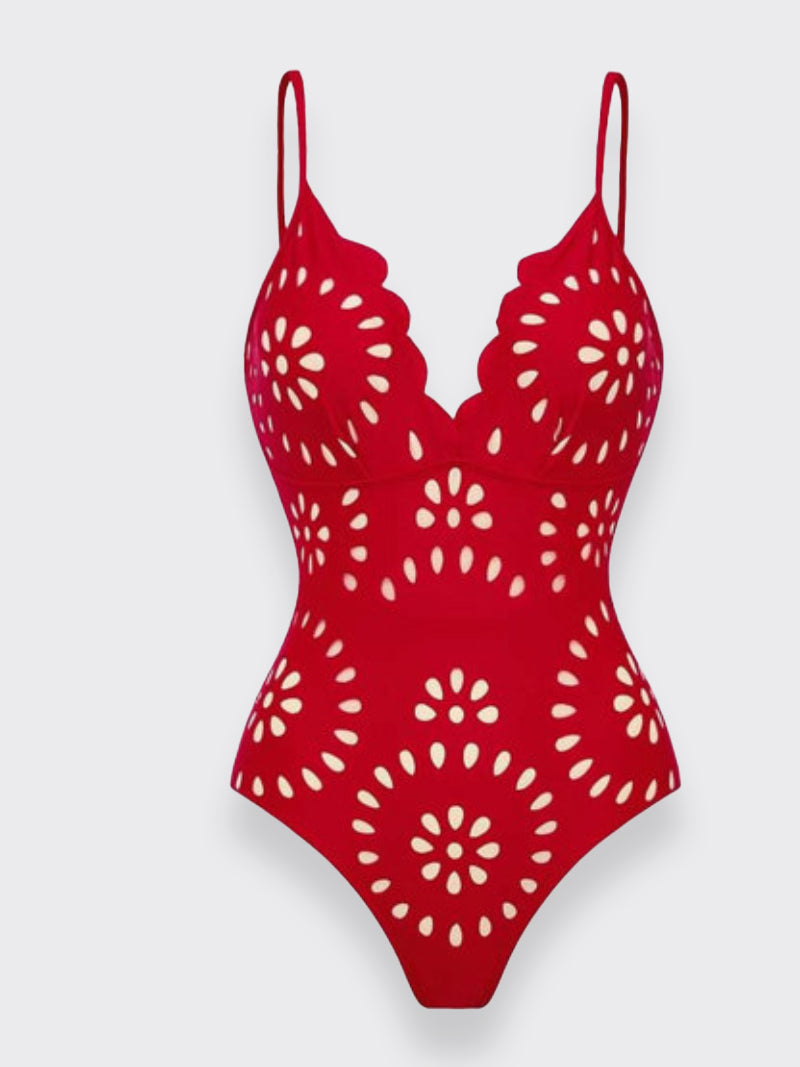 Hugmecurve® Flower Hollow One Piece Swimsuit and Skirt
