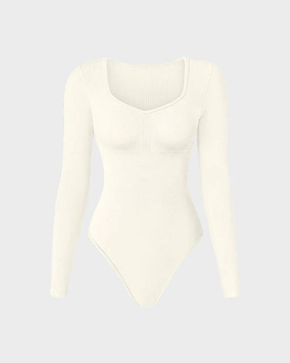 Hugmecurve® Seamless Long Sleeve V-Neck Sculpting Bodysuit