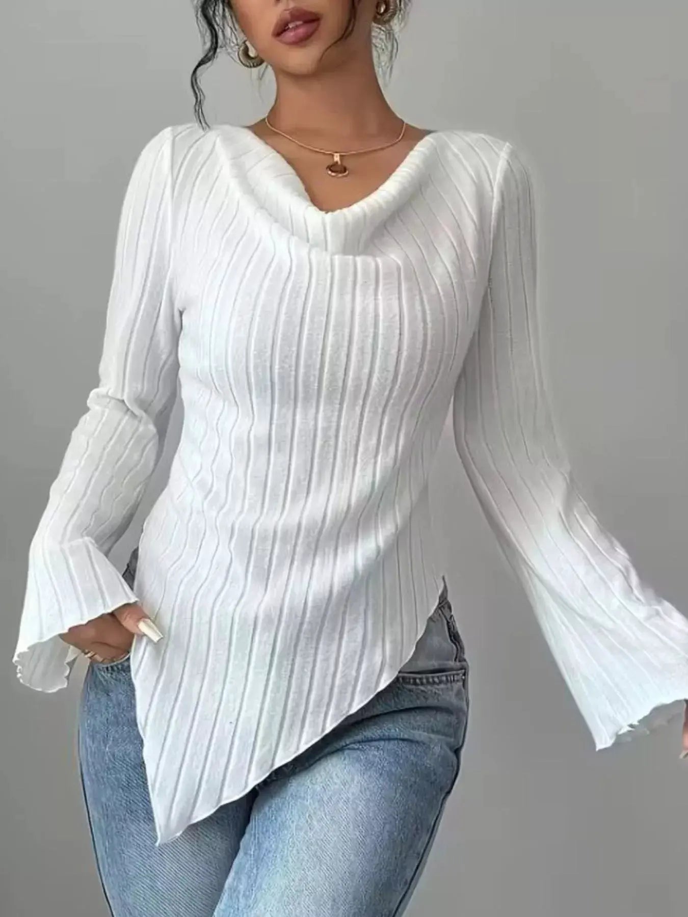 Cowl Neck Ribbed Knit Top | Partner Labels Selection