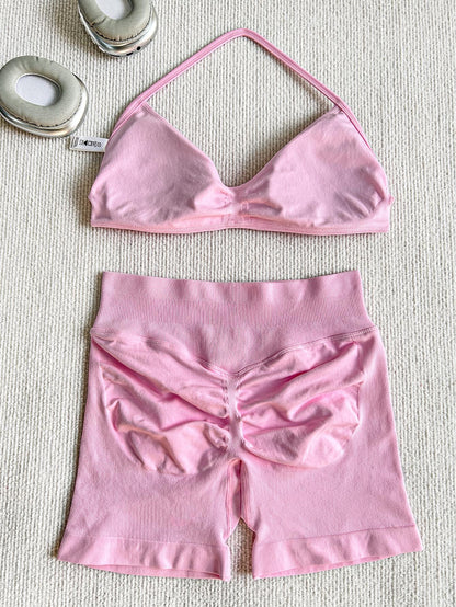 New Women's Sporty Yoga Set, High-Waist Tight-Fitting Shorts and Tank Top