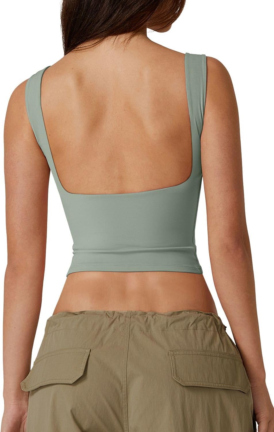 Hugmecurve Women's Sexy Open Back Sleeveless Crop Tank High Neck Slim Fit Cropped Tee Shirt Y2k Tops