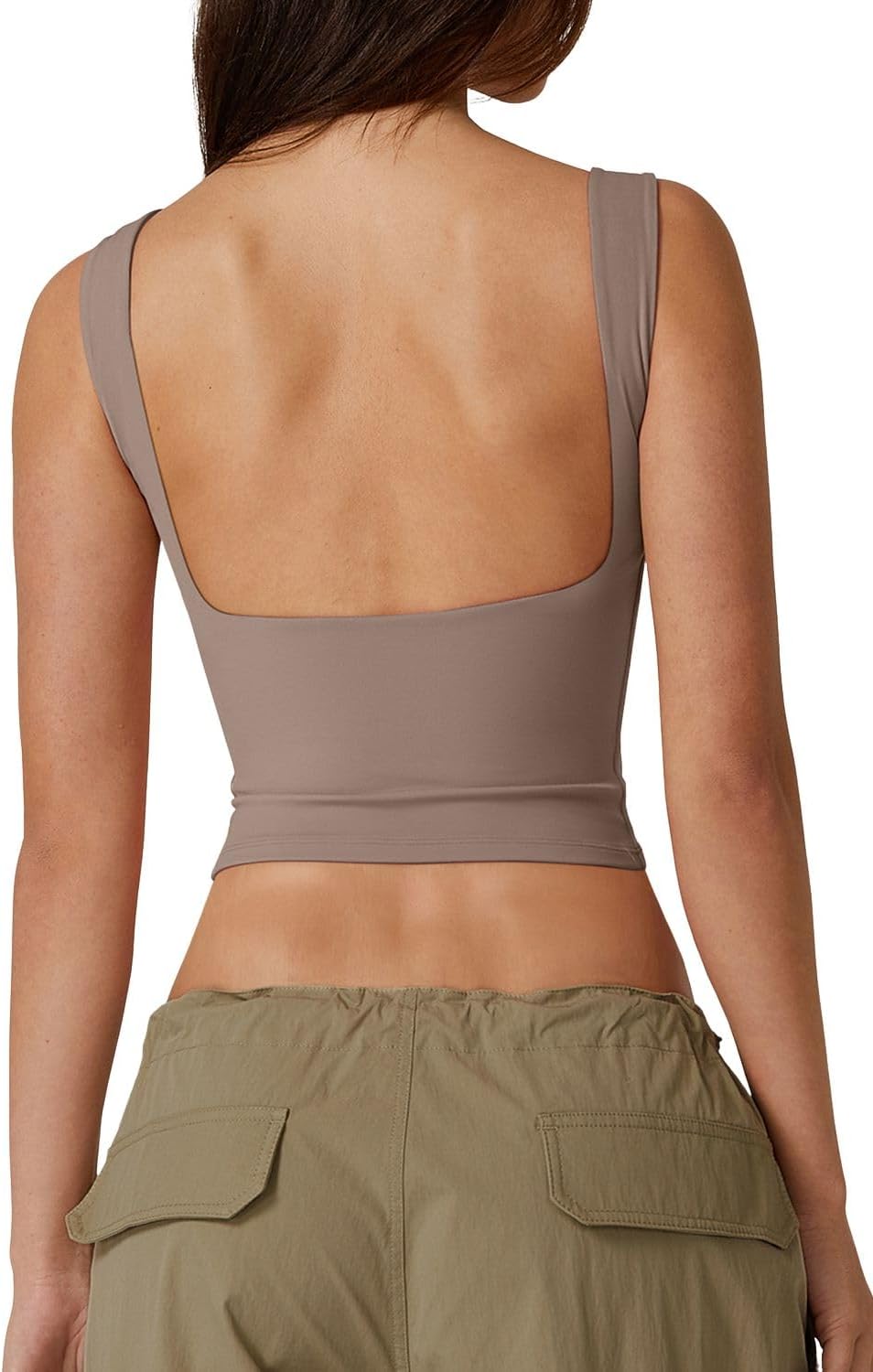 Hugmecurve Women's Sexy Open Back Sleeveless Crop Tank High Neck Slim Fit Cropped Tee Shirt Y2k Tops