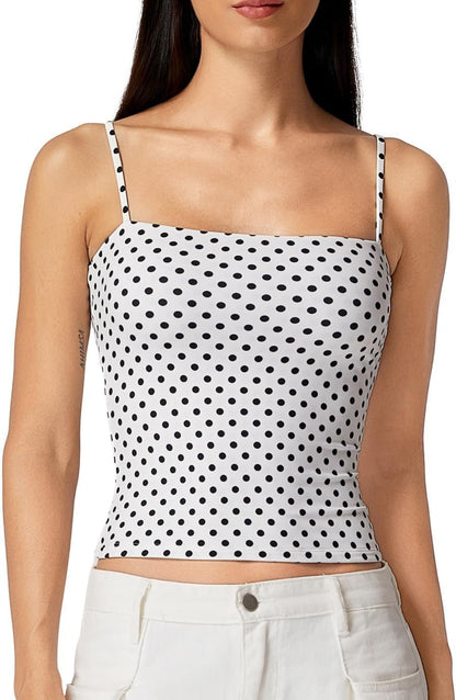 Hugmecurve Women's Double Lined Basic Tank Top Adjustable Spaghetti Straps Sleeveless Camisole Shirts