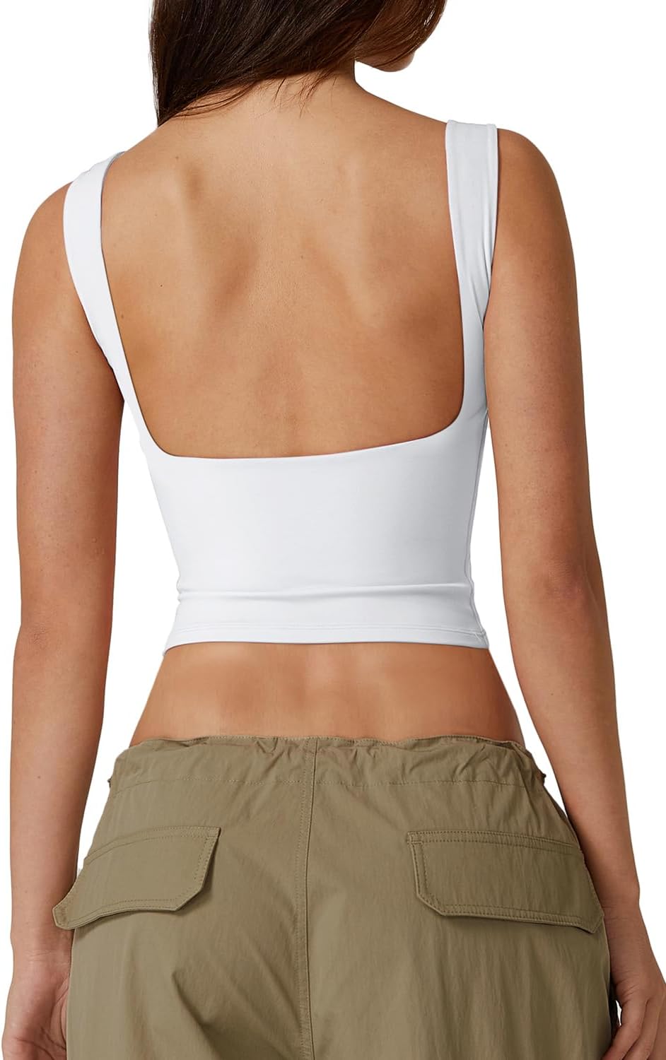 Hugmecurve Women's Sexy Open Back Sleeveless Crop Tank High Neck Slim Fit Cropped Tee Shirt Y2k Tops