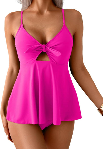 Hugmecurve Tummy Control Cutout Bathing Suit  Two Piece Tankini Swimsuits