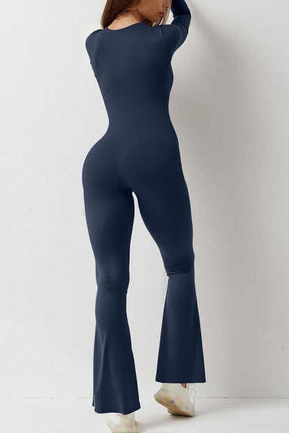 Hugmecurve Jumpsuits for Women Square Neck Wide Leg Full Length Romper Playsuit