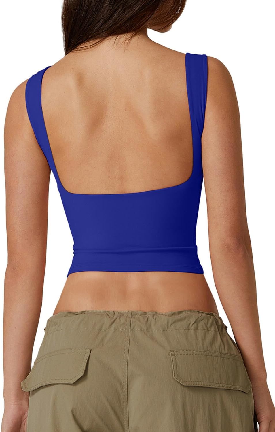 Hugmecurve Women's Sexy Open Back Sleeveless Crop Tank High Neck Slim Fit Cropped Tee Shirt Y2k Tops