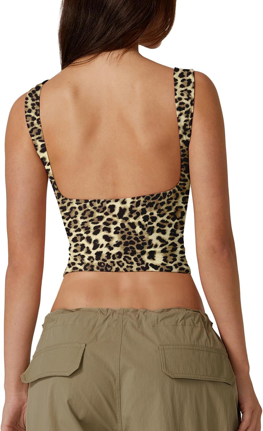 Hugmecurve Women's Sexy Open Back Sleeveless Crop Tank High Neck Slim Fit Cropped Tee Shirt Y2k Tops