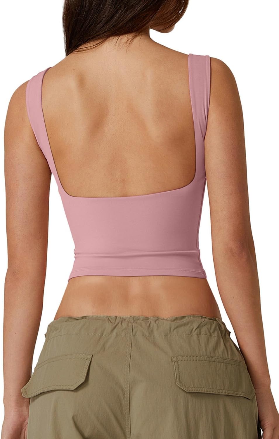 Hugmecurve Women's Sexy Open Back Sleeveless Crop Tank High Neck Slim Fit Cropped Tee Shirt Y2k Tops