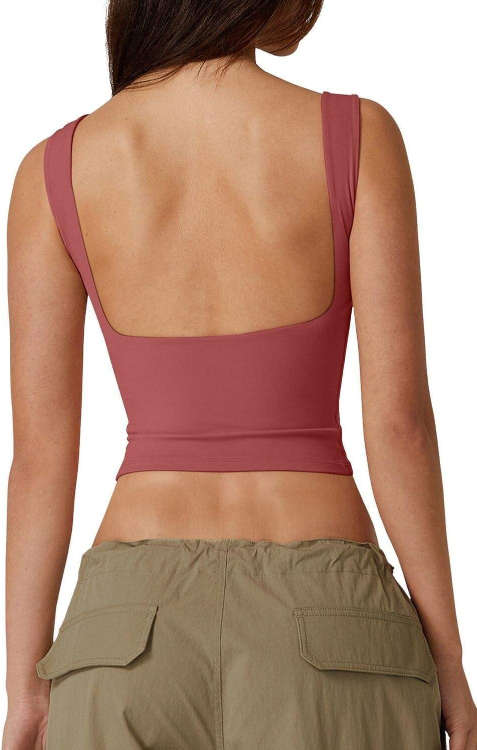 Hugmecurve Women's Sexy Open Back Sleeveless Crop Tank High Neck Slim Fit Cropped Tee Shirt Y2k Tops