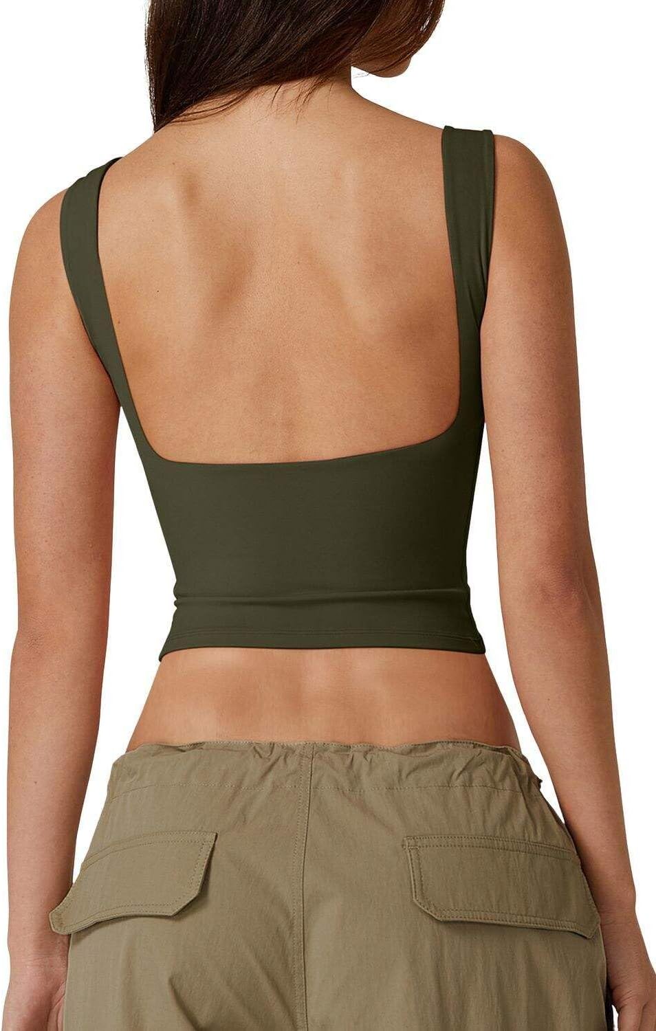 Hugmecurve Women's Sexy Open Back Sleeveless Crop Tank High Neck Slim Fit Cropped Tee Shirt Y2k Tops