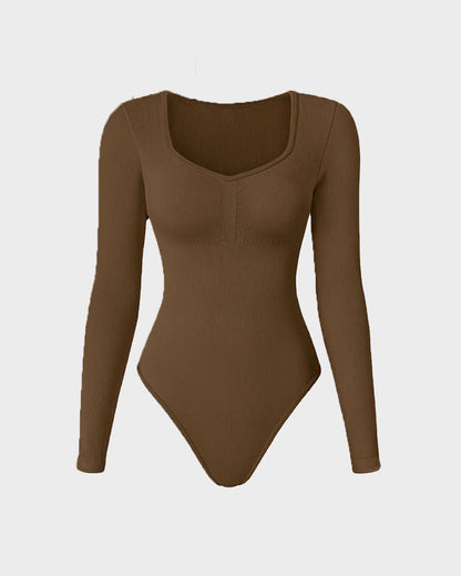 Hugmecurve® Seamless Long Sleeve V-Neck Sculpting Bodysuit