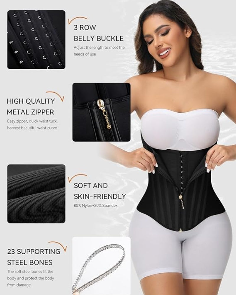 Hugmecurve® Curved Boned Waist Trainer High Compression Tiny Waist Corset