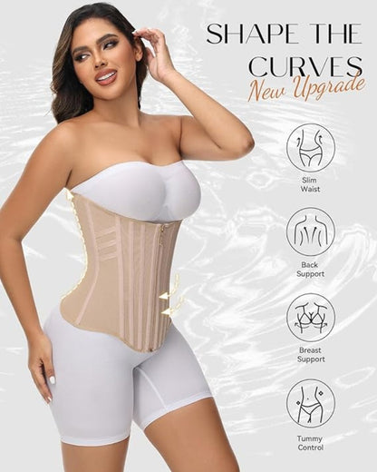 Hugmecurve® Curved Boned Waist Trainer High Compression Tiny Waist Corset