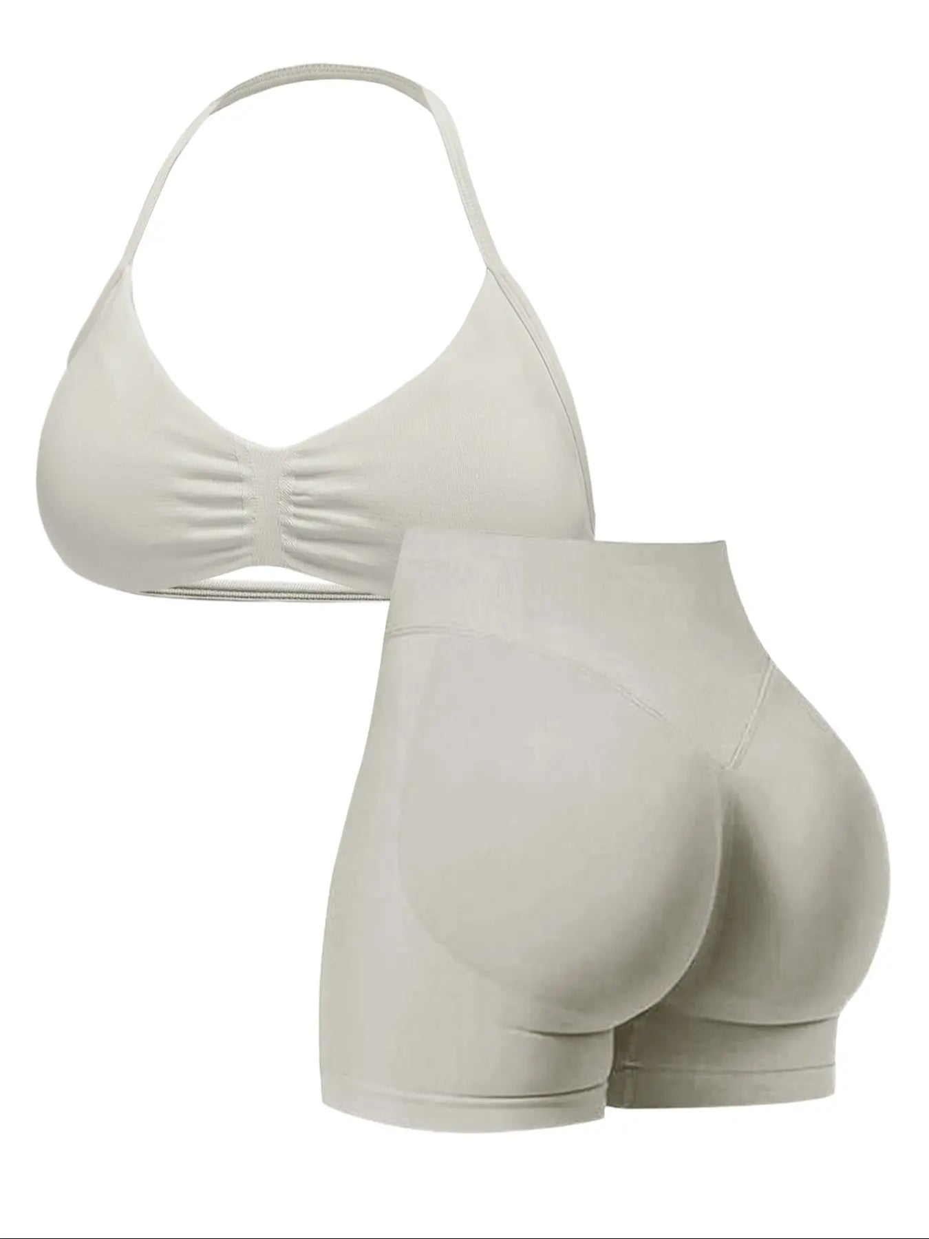 New Women's Sporty Yoga Set, High-Waist Tight-Fitting Shorts and Tank Top