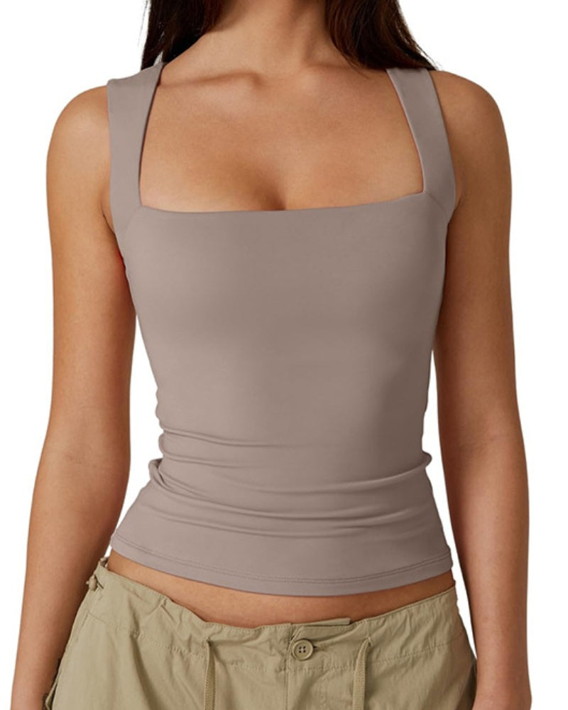 Hugmecurve® Women's Basic Square Neck Sleeveless Double-Layer Tank Tops Shaping Vest