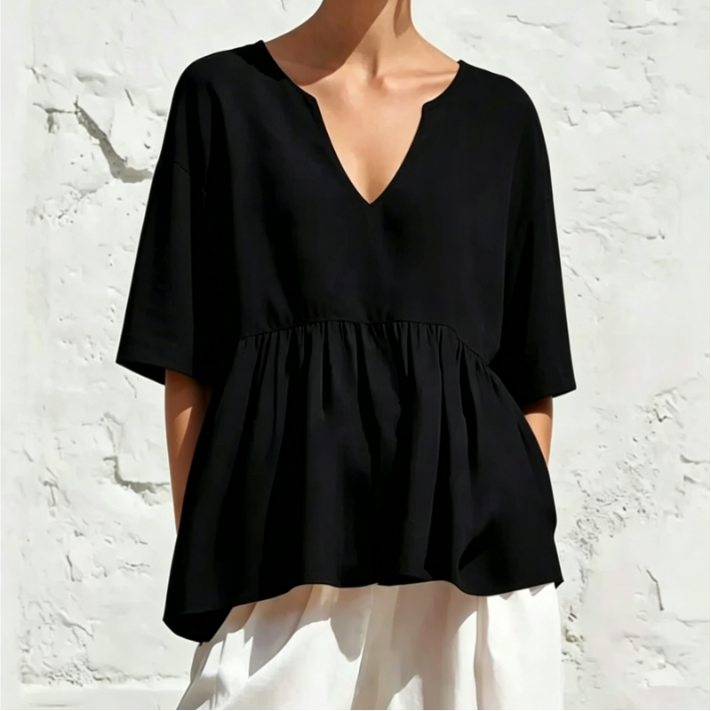 V-Neck Ruffle Sleeve Peplum Blouse