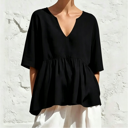 V-Neck Ruffle Sleeve Peplum Blouse