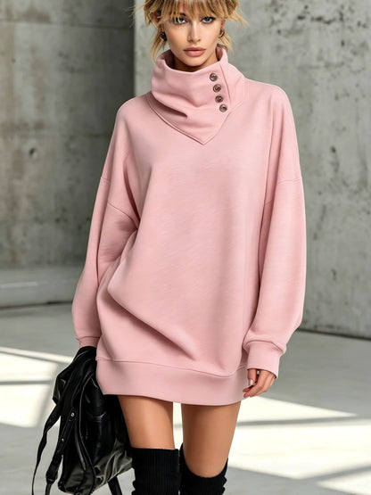 High Cowl Neck Sweatshirt Dress