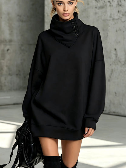 High Cowl Neck Sweatshirt Dress