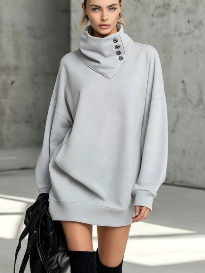 High Cowl Neck Sweatshirt Dress