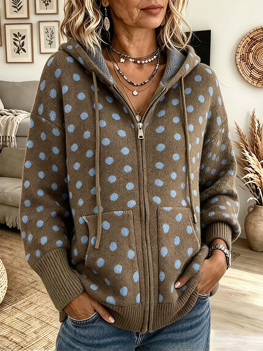 Vintage Elegant Color-block Polka Dots Sweater