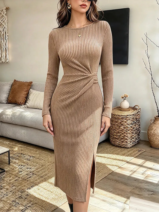 Vintage Elegant Knitted Crossover Dress