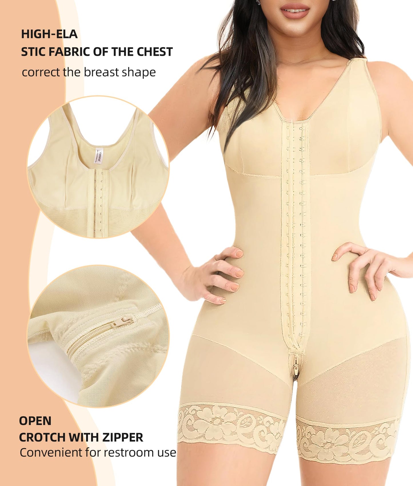 Hugmecurve® Fajas Colombianas Shapewear for Women Tummy Control Post Surgery Full Body Shaper Butt Lifter with Zipper Crotch