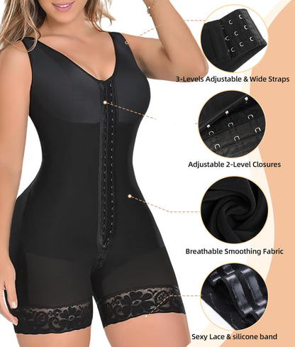 Hugmecurve® Fajas Colombianas Shapewear for Women Tummy Control Post Surgery Full Body Shaper Butt Lifter with Zipper Crotch