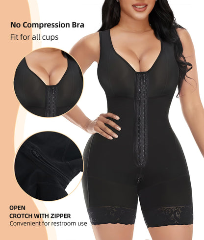 Hugmecurve® Fajas Colombianas Shapewear for Women Tummy Control Post Surgery Full Body Shaper Butt Lifter with Zipper Crotch
