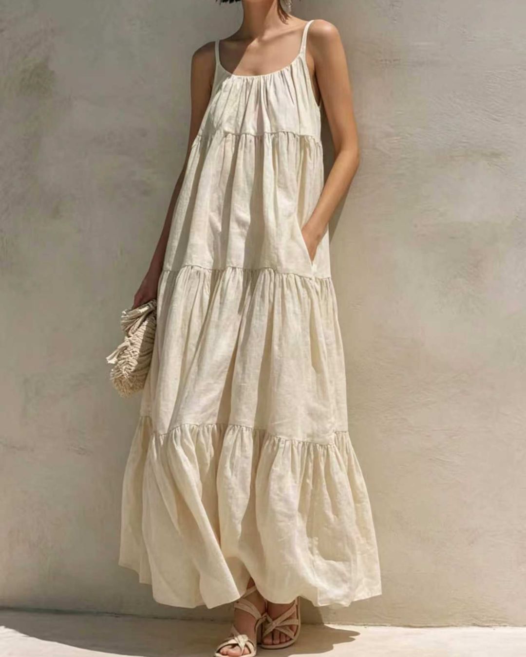 Curvvvy™ Boho Tiered Maxi Dress Flowy Strappy