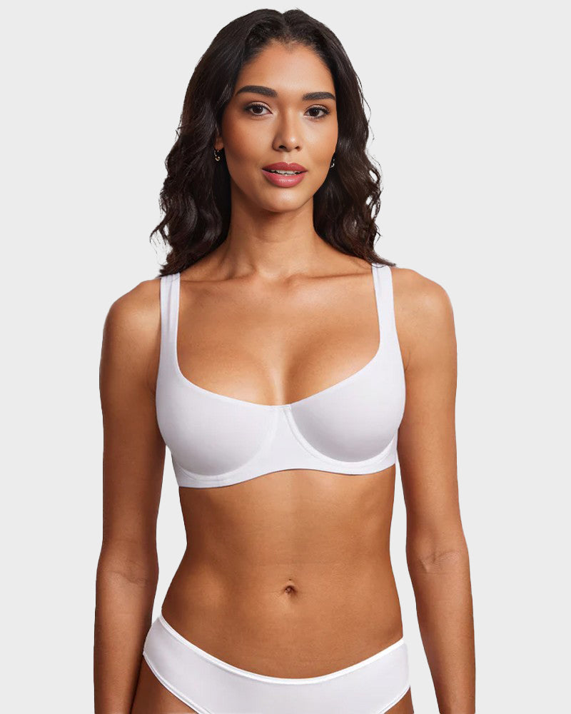 Hugmecurve Underwire Support Seamless Unlined Balconette Bra