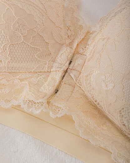 Hugmecurve® Women's Contrast Lace Hook & Eye Front PushUp Bra