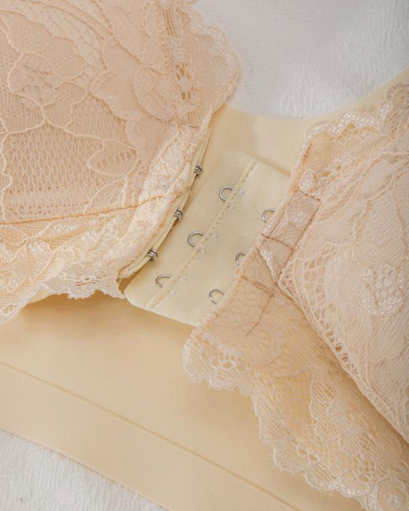 Hugmecurve® Women's Contrast Lace Hook & Eye Front PushUp Bra