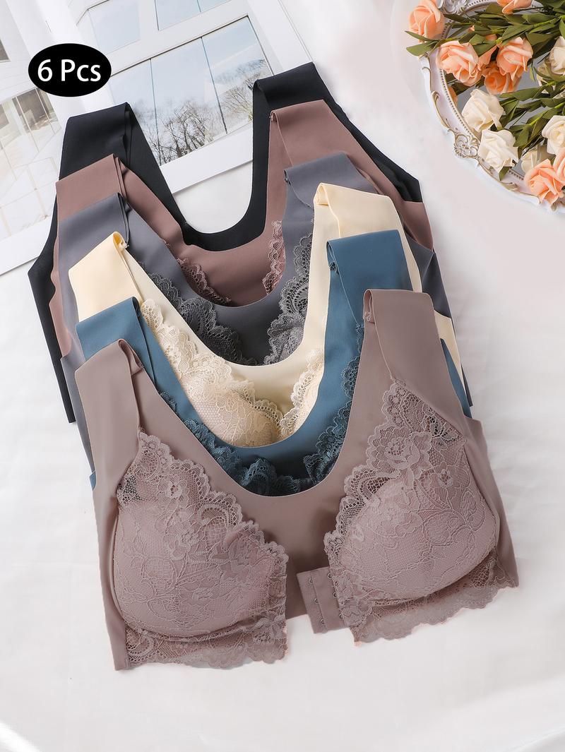 Hugmecurve® Women's Contrast Lace Hook & Eye Front PushUp Bra