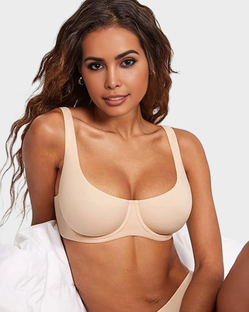 Hugmecurve Underwire Support Seamless Unlined Balconette Bra