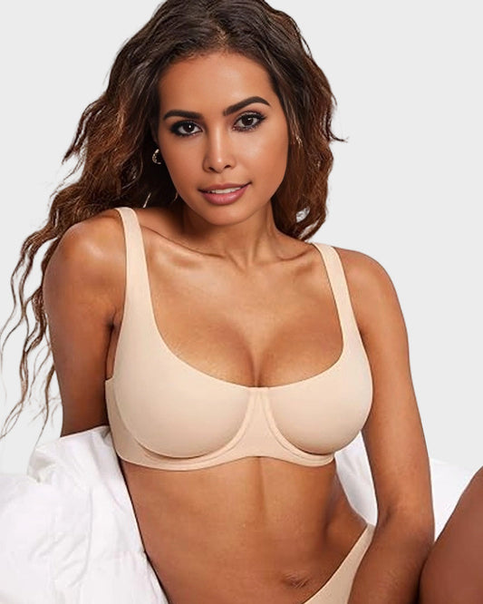 Hugmecurve Underwire Support Seamless Unlined Balconette Bra