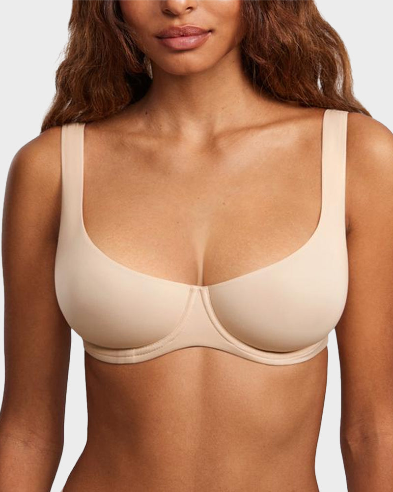 Hugmecurve Underwire Support Seamless Unlined Balconette Bra