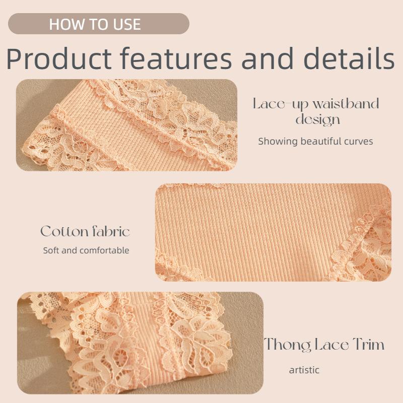 Hugmecurve® Women's Cotton Panties Lace Low Rise Basic Brazilian Bikini Cute Panties