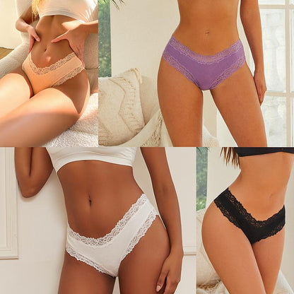 Hugmecurve® Women's Cotton Panties Lace Low Rise Basic Brazilian Bikini Cute Panties