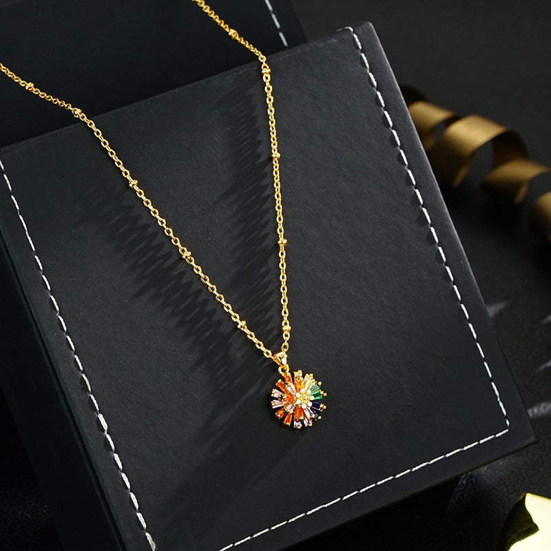 ✨ LIMITED-TIME 30% OFF! ✨ Colorful Firework Stud Earrings – Cubic Zirconia 18K Plated Festive 🎆 - 🔥 Only Necklace