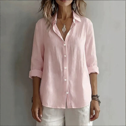 Linen Blend Button Front Casual Shirt