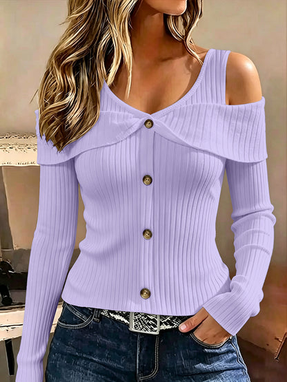 Women's Twist Cold Shoulder Knit Top