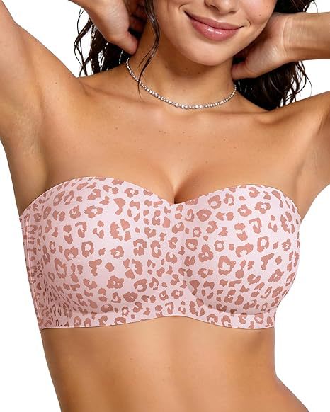 Strapless Wireless Bandeau Bra Non-Slip Jelly Support Seamless Tube Top Bra Invisible Under Dress Everyday Bralette for