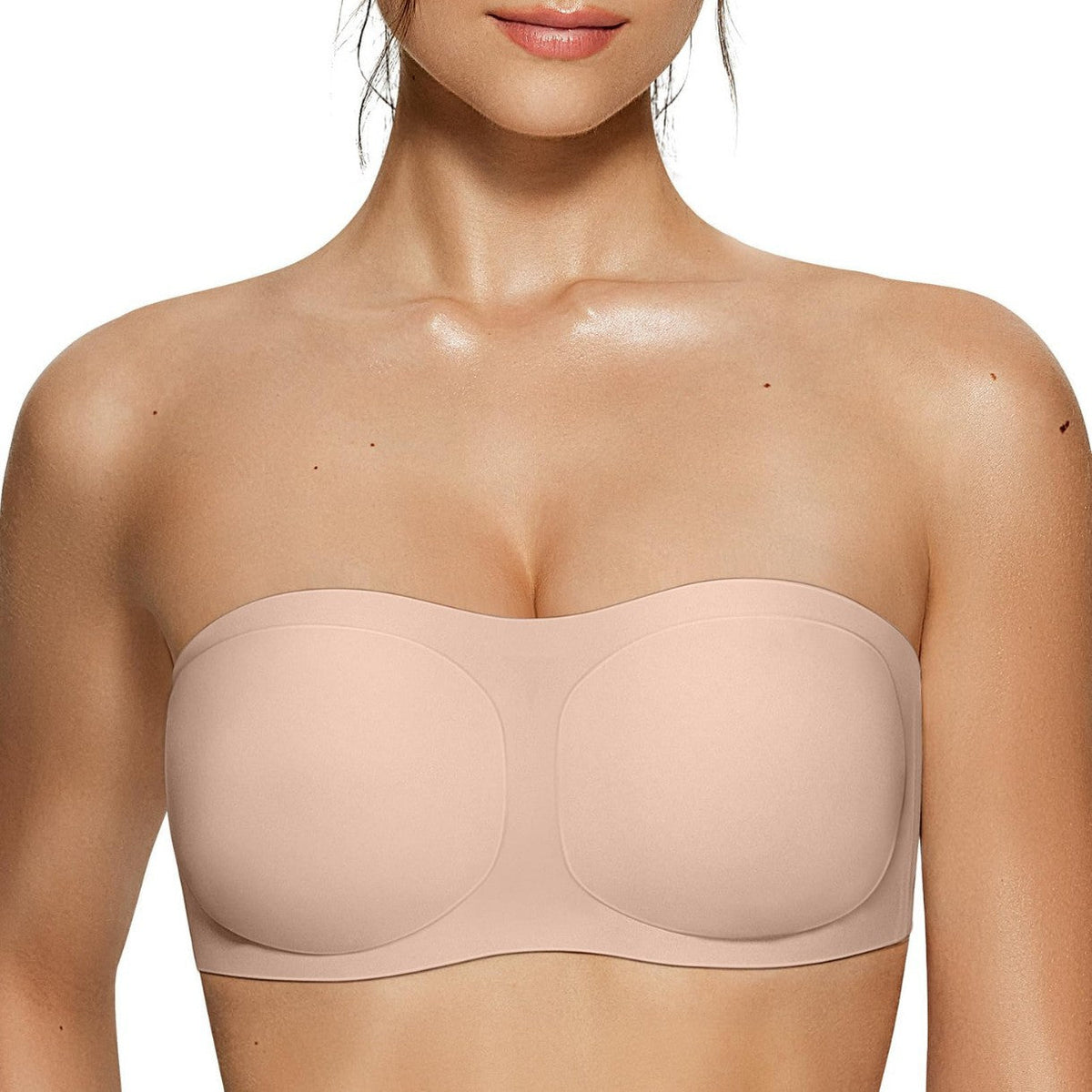 Strapless Wireless Bandeau Bra Non-Slip Jelly Support Seamless Tube Top Bra Invisible Under Dress Everyday Bralette for