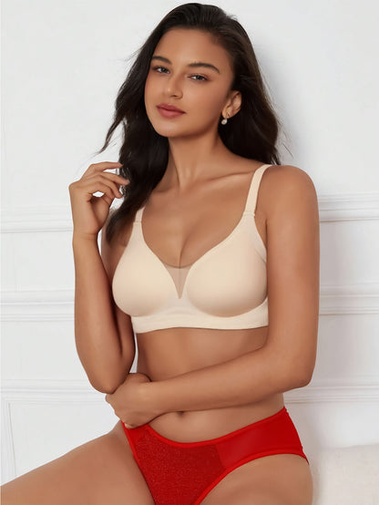 Women Smooth Wireless Daily Bra Lightweight No Underwire Underwear - Nude / S