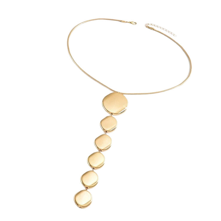 Minimalist Irregular Disc Jewelry Set | Drop Necklace & Hoop Earrings