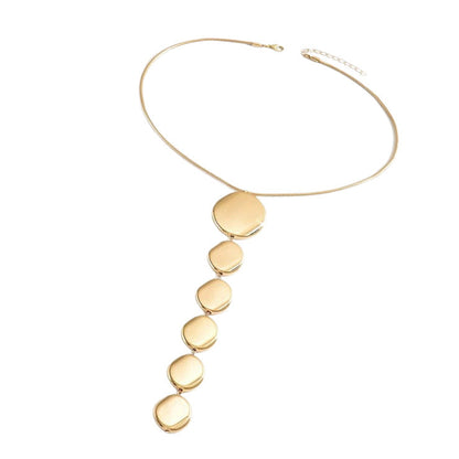 Minimalist Irregular Disc Jewelry Set | Drop Necklace & Hoop Earrings